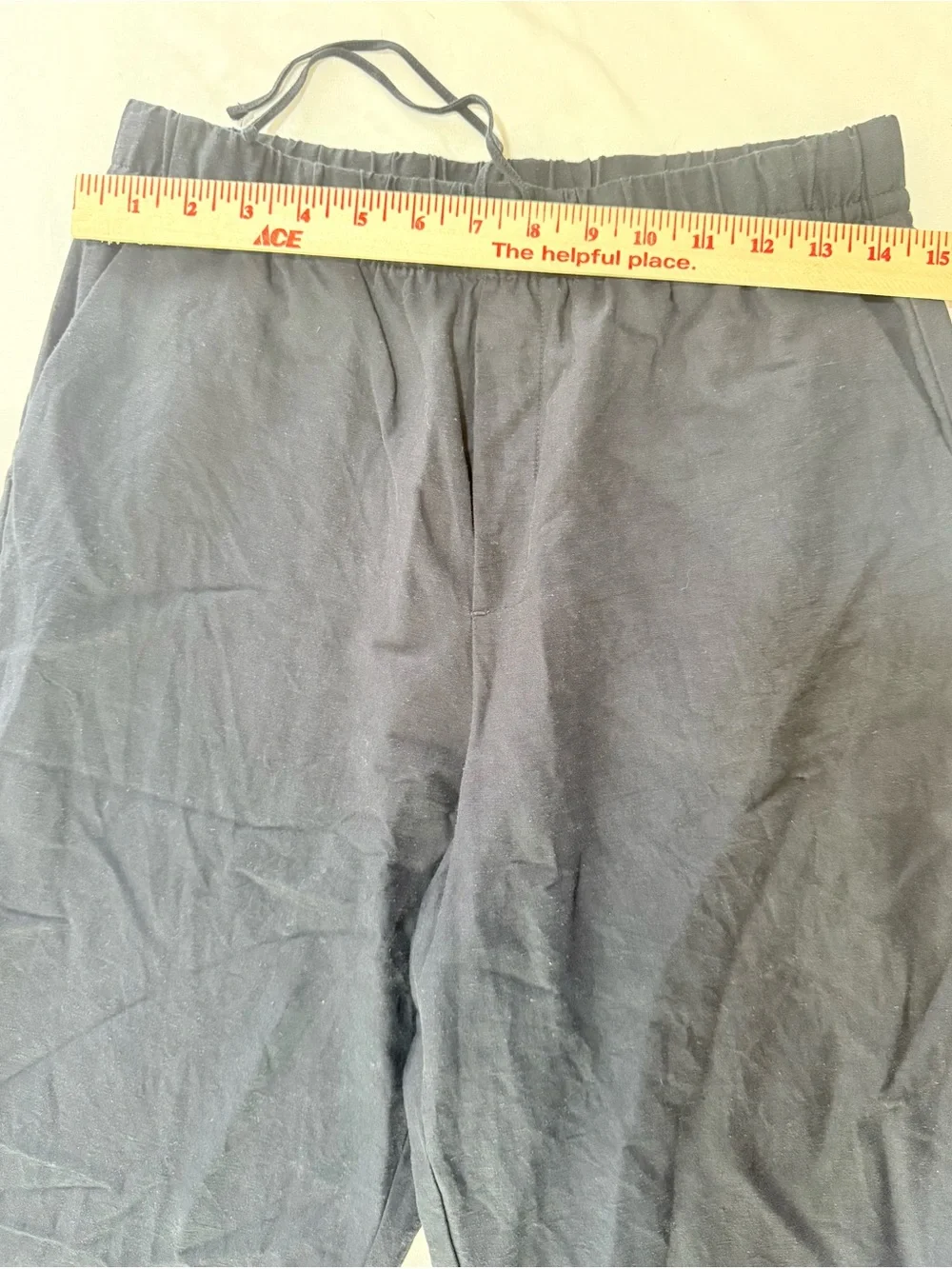 H&M Navy Blue Women's Linen Blend Drawstring Waist Trousers size Small